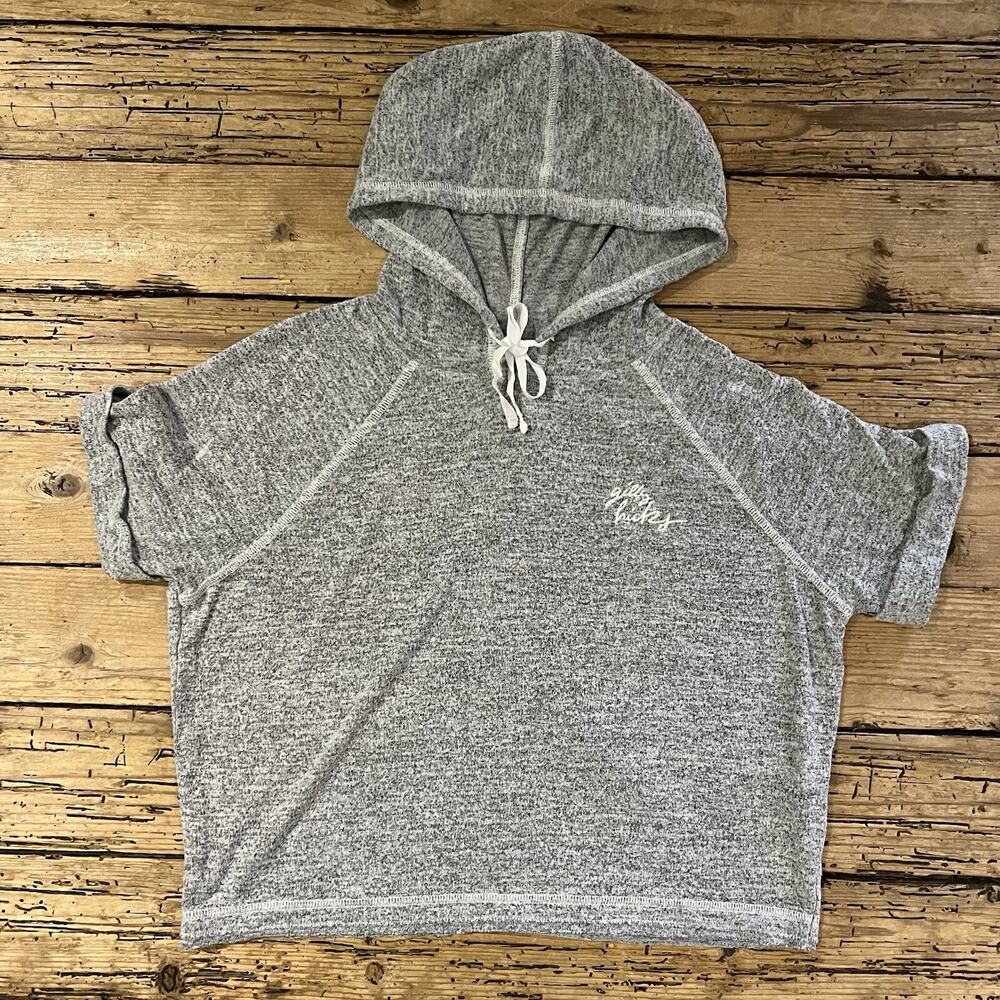 Gilly Hicks Women’s Sydney Gray Hooded Cropped Short Sleeve Top